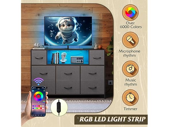 WLIVE BC1978725090009 8 drawe dresser tv stand