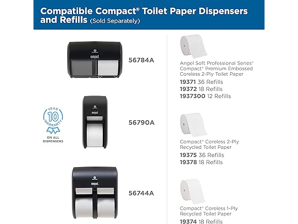 Compact 2-Roll Vertical Coreless Dispenser