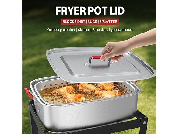 Aluminum Deep Fryer Pot | Lid | Outdoor Fish Fryer Pot
