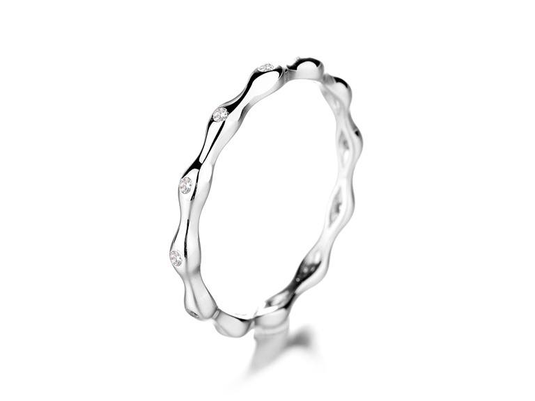 AAA IGT-DAAS-DRBS5905-6 6 Sterling Silver Crystal Wave Band 