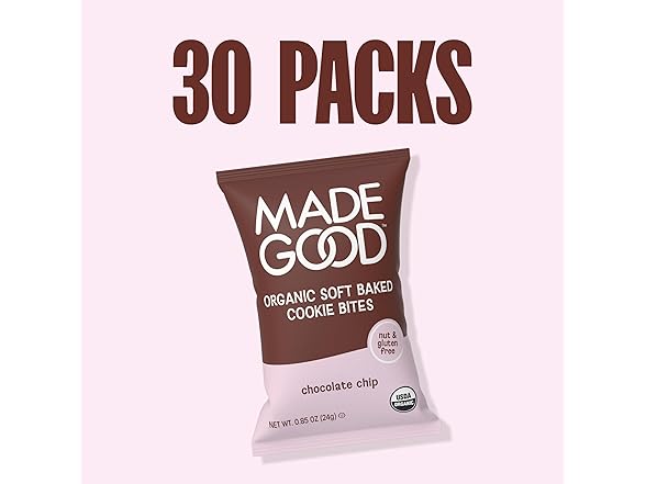 30CT MadeGood Soft Baked Chocolate Chip Mini Cookies