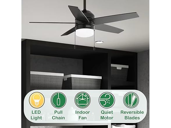 Hunter Fan 44" Matte Black Indoor Ceiling Fan