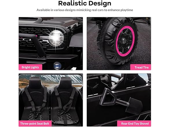 Hipicute 24V 2 Seater Kids Ride On Car Pink