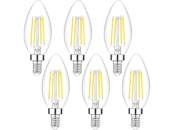 6Pk Dimmable E12 LED Candelabra Bulbs 40W, Daylight White