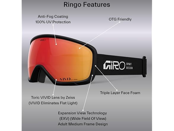 Giro Ringo Snow Goggle Black Stacked - VIVID Ember