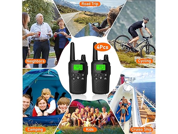 (4 PACK) Erelis Long Range Walkie Talkies