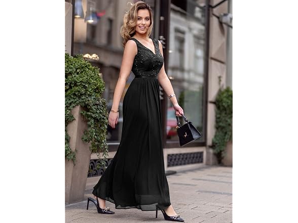 Miusol Women (M) Classy V Neck Formal Party Dress