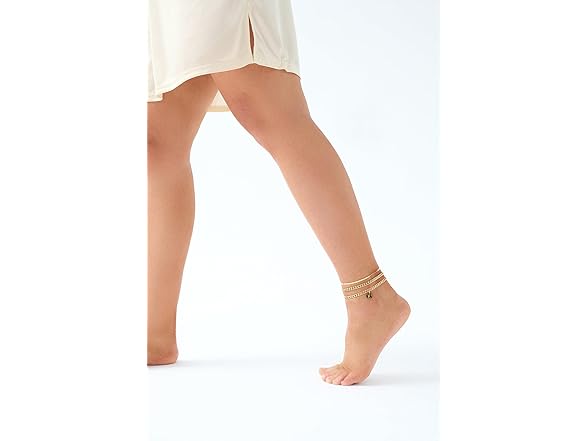 FOSIR 14k Gold Initial Anklet (A)