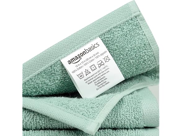 Amazon Basics Washcloths 24pk Seafoam