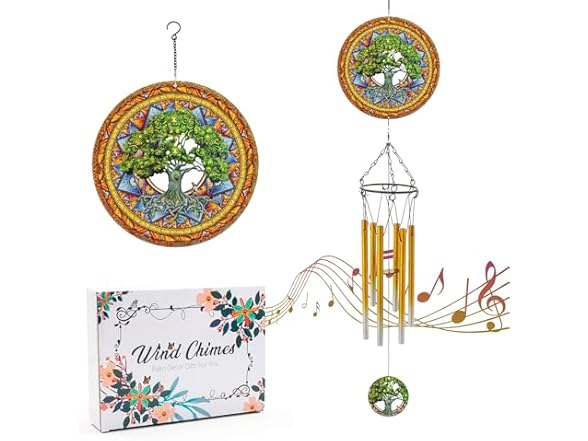 DKJOCKY Wind Chimes with Tree of Life