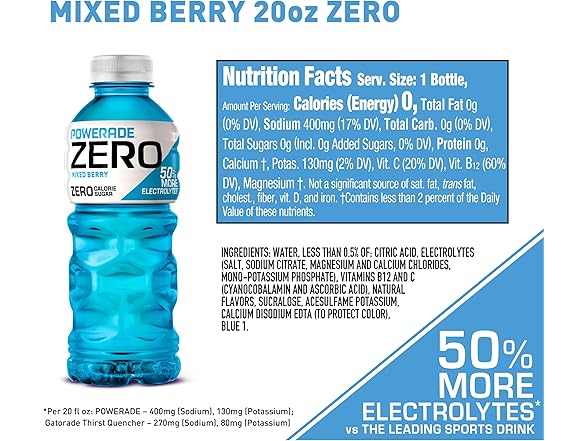 8PK POWERADE Electrolyte Zero Sugar Mixed Berry