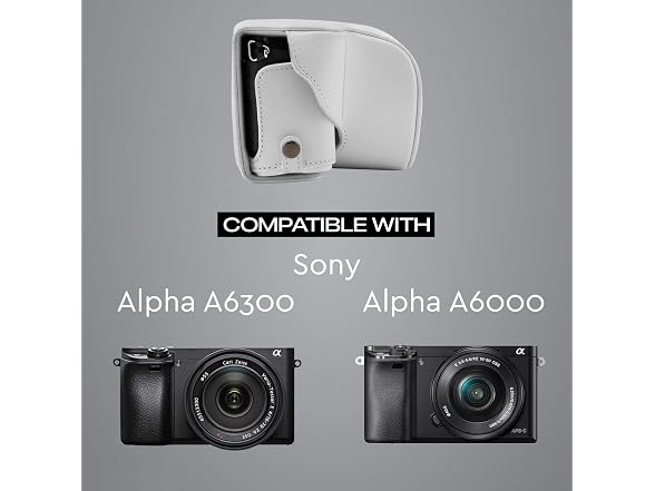 MegaGear Ever Ready Leather Camera Case and Strap (White)