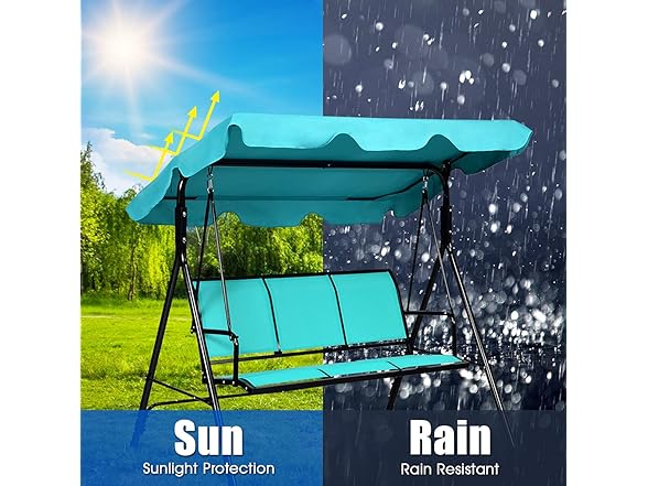 GRAFFY 3-Seat Patio Swing Turquoise