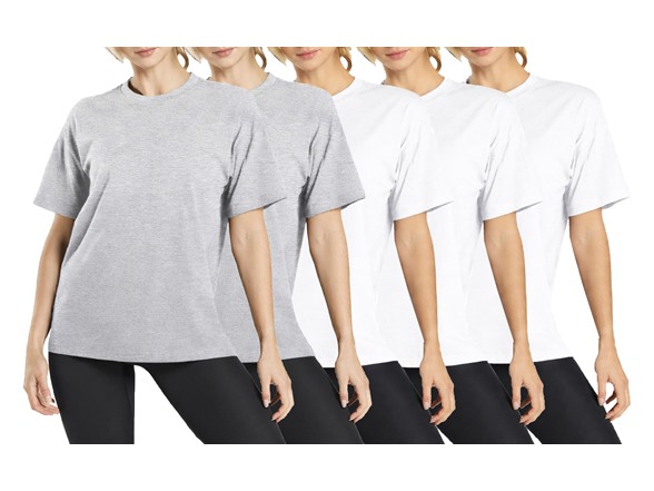 Heather Grey x2 - White x3