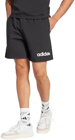 adidas Men's Tall Size Essentials Linear Single Jersey 7-Inch Shorts, Black/White