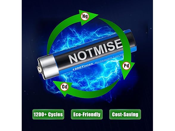 (8 PACK) Notmise Rechargeable Lithium Ion 1.5V AA Batteries