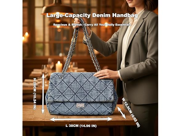 VEWWA Quilted Denim Tote Bag