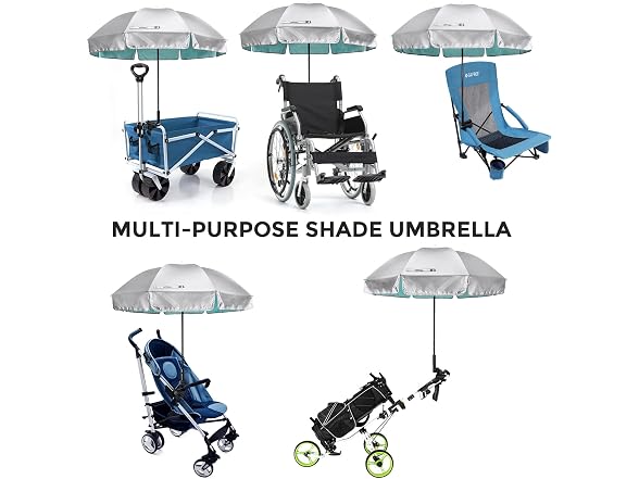 Prospo 55 Inch Beach Chair Umbrella w Adjustable Clamp