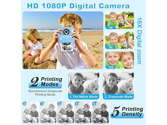 NXKEKENX Instant Print Camera for Kids