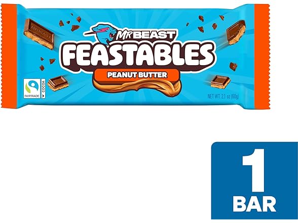Feastables PB Milk Choc Bar 10ct 2.1oz