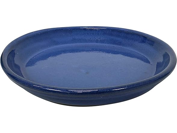 Sunnydaze 9-Inch Ceramic Plant Saucers- Imperial Blue