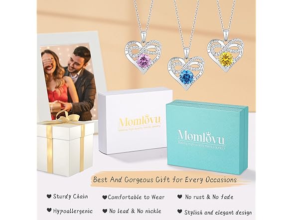 Momlovu Infinity Heart Necklace Silver