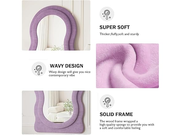 Wavy Full Length Mirror with Stand