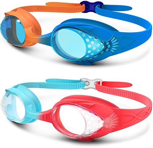 OutdoorMaster Kids Swim Goggles 2 Pack - Quick Adjustable Strap Swimming Goggles for Kids - B