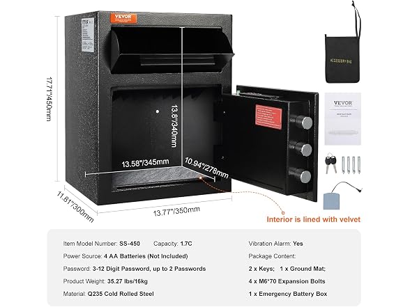 1.7 Cub Depository Safe, Deposit Safe with Drop