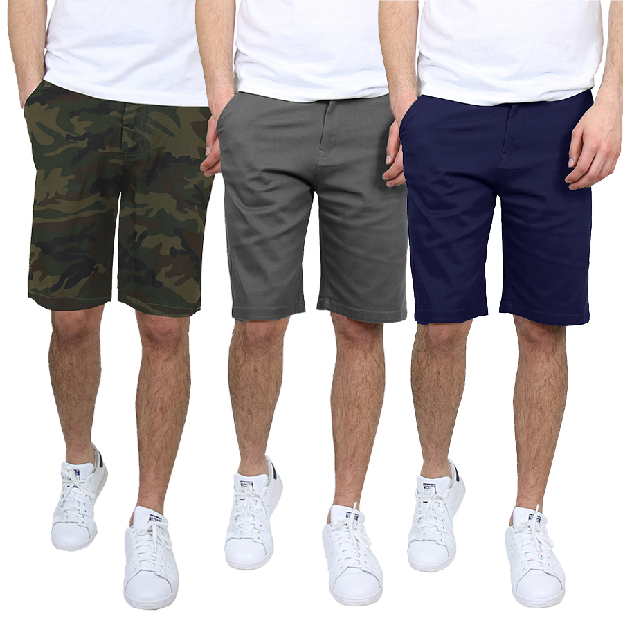 3Pk Mens Cotton Stretch Chino Shorts (30-42) - Gallery 15
