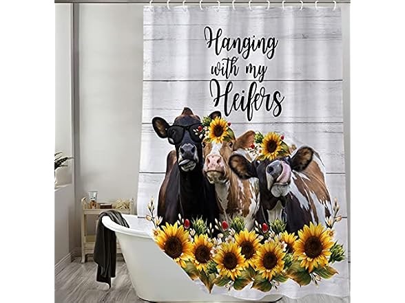 Farm Animal Cow Shower Curt, Cute Cattle