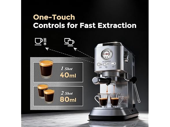 avigator Espresso Coffee Machine with Milk Frother
