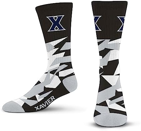 For Bare Feet NCAA XAVIER MUSKETEERS Shattered Camo Crew Sock Team Color Large
