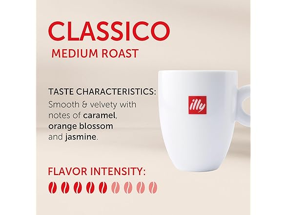 1PK Illy Classico Whole Bean Coffee, Medium Roast