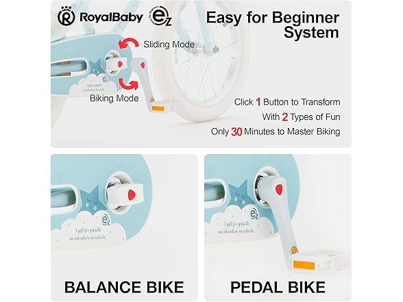 RoyalBaby EZ Kids 12 Inch Balance to Pedal Bike