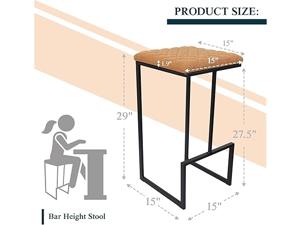 LeisureMod Quincy Bar Stool Set of 2