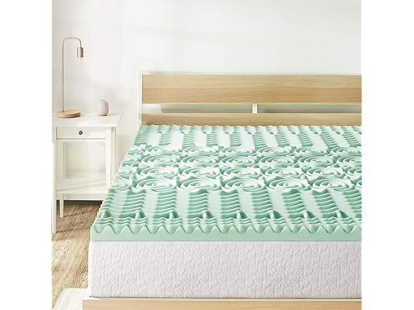 Mellow 1.5 Inch 5-Zone Memory Foam Mattress Topper- Calming