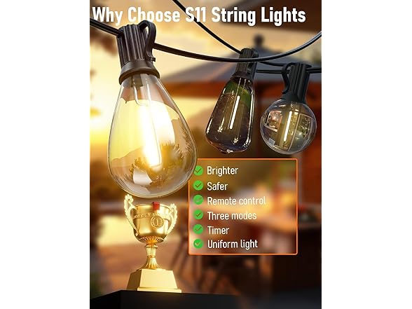 luckystyle 100FT LED Outdoor String Lights with Remote