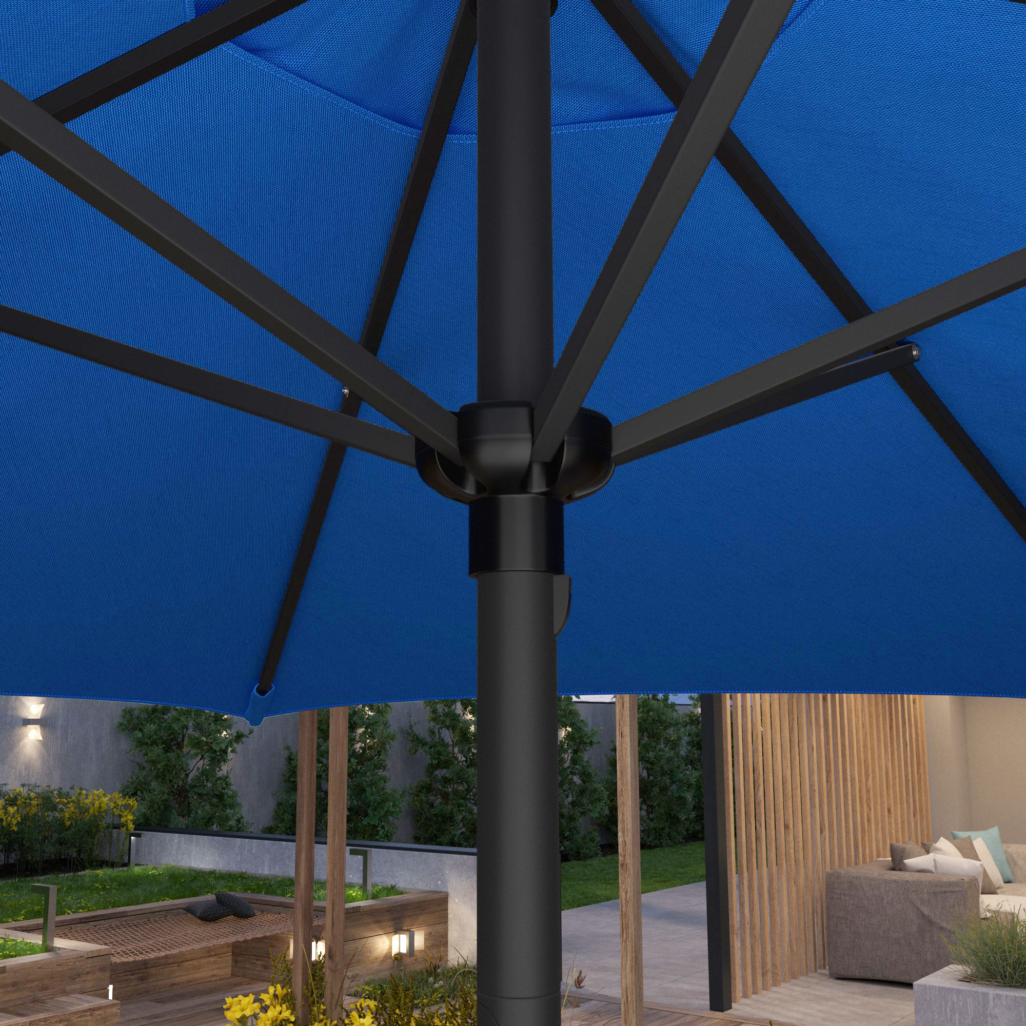 Astella 7.5' Steel Blue Push-button Tilt Patio Umbrella - Gallery 22