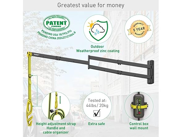 Barkan EV160WM 63" EV Charging Cable Wall Arm
