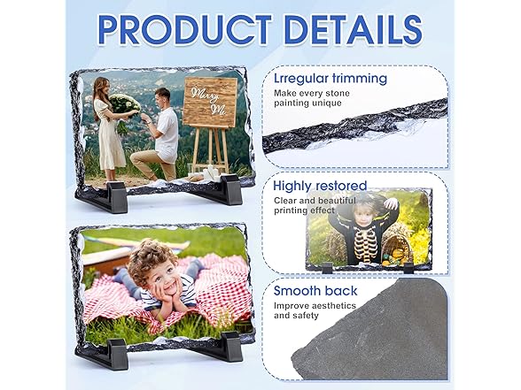 18 Pcs Blank Slate Rock Photo Frames