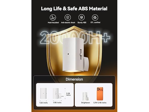 Brightown 2 Pack White Night Lights Plug Soft White