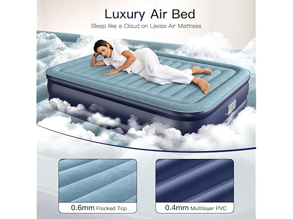 Lavisx Queen Air Mattress 18” with Built in Pump