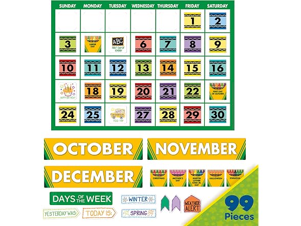 Eureka Crayola Colors and Shapes Classroom Calendar