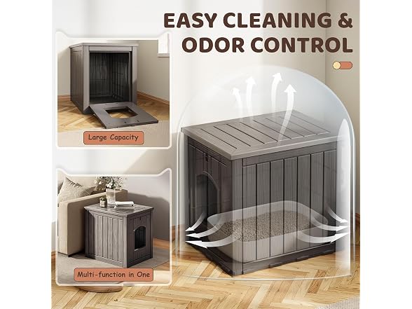 NUNU LAB Cat Litter Box Enclosure Resin Hidden Cabinet