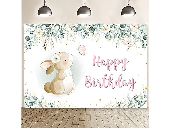AIBIIN 7x5ft Easter Bunny Birthday Banner, Rabbit