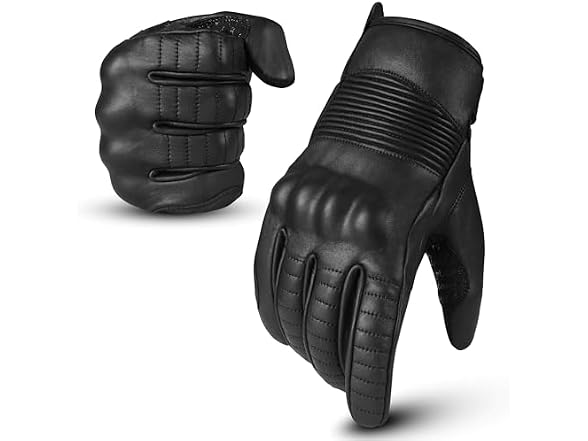 Hand Fellow Leather Motorbike Gloves Mens Black