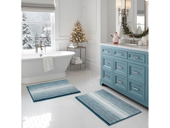 BSICPRO 2 Piece Chenille Bath Mat Set
