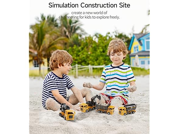 Geyiie 7 Pack Construction Trucks Set