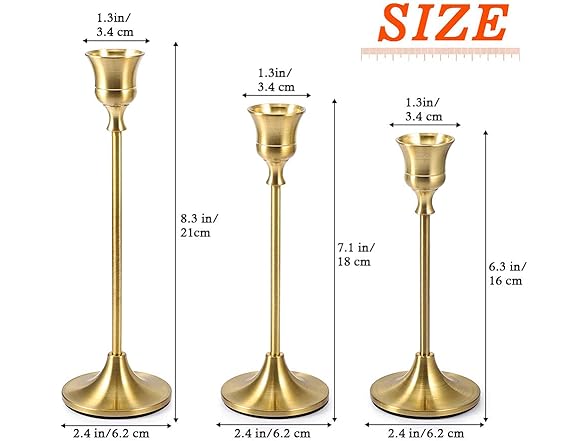 Candlestick Holders - Set of 6 Gold